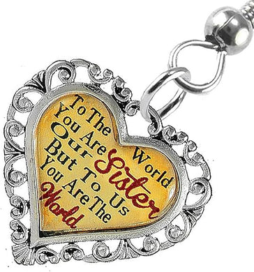 Sister Heart Charm Fishhook Earring Hypoallergenic, Safe-Nickel, Lead & Cadmium Free!