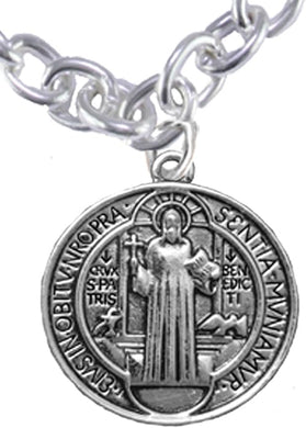 Saint Benedict Protective Charm-Crucifix, and Prayer, Protect Me from Harm, from Evil, from The Devil. Nickle, Lead Free