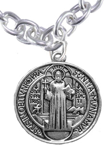 Saint Benedict Protective Charm-Crucifix, and Prayer, Protect Me from Harm, from Evil, from The Devil. Nickle, Lead Free