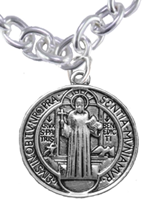 Saint Benedict Protective Charm-Crucifix, and Prayer, Protect Me from Harm, from Evil, from The Devil. Nickle, Lead Free