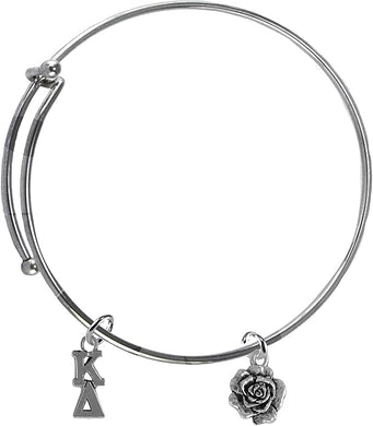 Kappa Delta, And White Rose, Licensed Sorority Jewelry Manufacturer, Adjustable Miracle Wire Bracelet, Hypoallergenic Safe- No Nickel, No Lead, And No Poisonous Cadmium