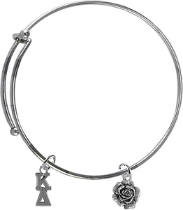 Kappa Delta, And White Rose, Licensed Sorority Jewelry Manufacturer, Adjustable Miracle Wire Bracelet, Hypoallergenic Safe- No Nickel, No Lead, And No Poisonous Cadmium