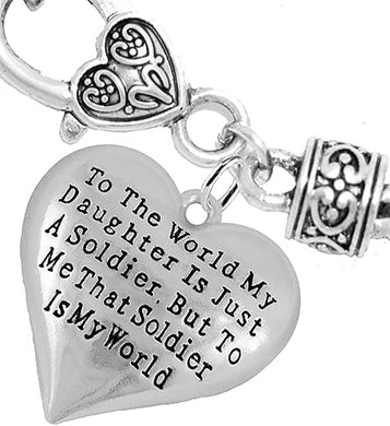 Army, Enlisted Daughter, My Daughter is My World Bracelet, Hypoallergenic, Safe-Nickel, Lead, Free