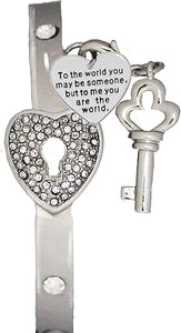 It Really Locks!, The Key To My Heart, "You Are My World", Cuff Crystal Bracelet, Hypoallergenic, Safe-Nickel, Lead, Free