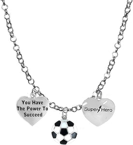 Soccer, You Have The Power To Succeed, Super Hero, " Soccer Player Jewelry" Adjustable Necklace Hypoallergenic, Safe-Nickel, Lead Free