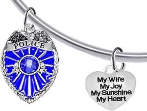 Policeman's, My Wife, My Joy, My Sunshine, My Heart, Adjustable Bracelet, Hypoallergenic, Safe-Nickel Free, No Poisonous Lead Or Cadmium.