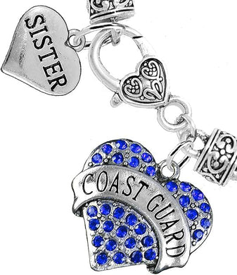 Coast Guard Sister Heart Bracelet, Hypoallergenic, Will NOT Irritate Anyone with Sensitive Skin. Safe- Nickel, Lead and Cadmium Free