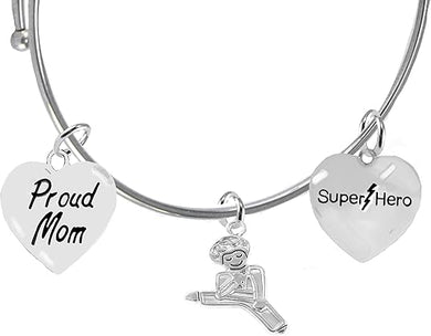 Martial Arts, Kickboxing, And Karate Jewelry, Super Hero, Proud Mom, Adjustable Bracelet Hypoallergenic, Safe-Nickel, Lead Free