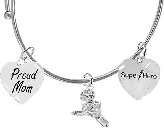 Martial Arts, Kickboxing, And Karate Jewelry, Super Hero, Proud Mom, Adjustable Bracelet Hypoallergenic, Safe-Nickel, Lead Free