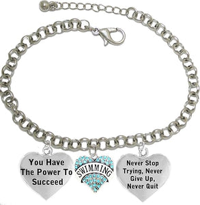 Never Stop Trying, Never Quit 3 Charm Adjustable Bracelet, Hypoallergenic, Safe-Nickel Free, No Poisonous Lead Or Cadmium