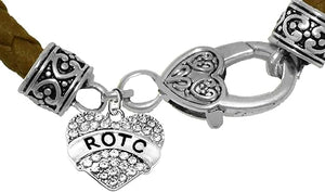ROTC, Genuine Brown Leather Bracelet, Hypoallergenic Safe-Nickel, Lead And Cadmium Free
