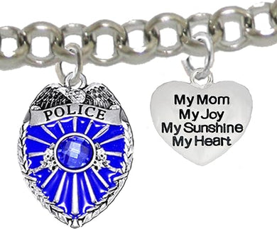 Policeman's, My Mom, My Joy, My Sunshine, My Heart, Adjustable Bracelet, Hypoallergenic, Safe-Nickel Free, No Poisonous Lead Or Cadmium.
