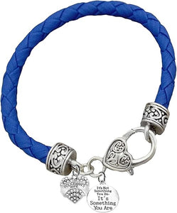 Policeman's Wife, It's Not Something You Do, It's Something You Are,Genuine Leather Bracelet, Light Blue, Hypoallergenic Safe-Nickel, Lead And Cadmium Free