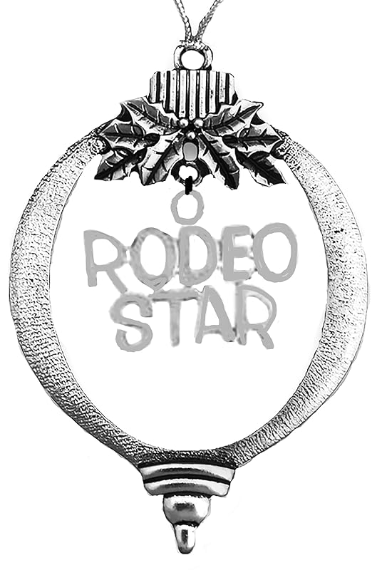 Rodeo Star, Silvertone Ornament, What A Wonderful Gift For Yourself,Or Someone Special,Looks Great On The Tree, Comes Gift Ready In A Black Velvet Bag, Made In The USA