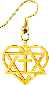 Messianic Yeshua, " Jesus In My Heart ", Yeshua In My Heart, Fishhook 14KT Goldtone Earrings