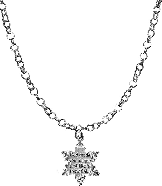 God Made You Unique, Just Like A Snowflake, Adjustable 14-21 Inch Rolo Chain Necklace, Nickel, Lead, And Cadmium Free-Hypoallergenic