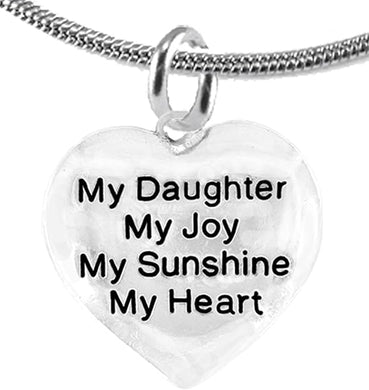 Message Jewelry, My Daughter, My Joy, My Sunshine, My Heart, Adjustable Necklace, Hypoallergenic, Safe-Nickel, Lead, Free