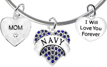 Mom, I Will Love You Forever, Navy Hypoallergenic, Safe-Nickel Free, No Poisonous Lead Or Cadmium