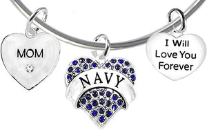 Mom, I Will Love You Forever, Navy Hypoallergenic, Safe-Nickel Free, No Poisonous Lead Or Cadmium