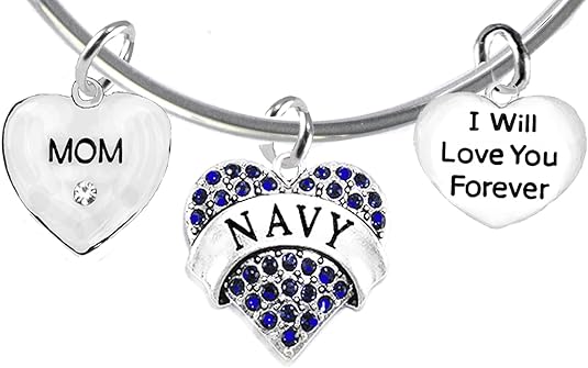 Mom, I Will Love You Forever, Navy Hypoallergenic, Safe-Nickel Free, No Poisonous Lead Or Cadmium