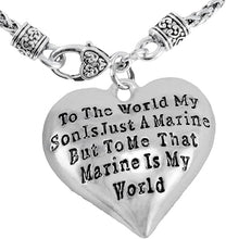 Marine Mom, My Son, is My World Necklace, Hypoallergenic, Safe- Nickel, Lead and Cadmium Free