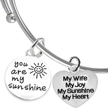 You Are My Sunshine, My Wife, My Joy, My Sunshine, My Heart Hypoallergenic Adjustable Miracle Wire Bracelet, Safe-Nickel, Lead And Cadmium Free