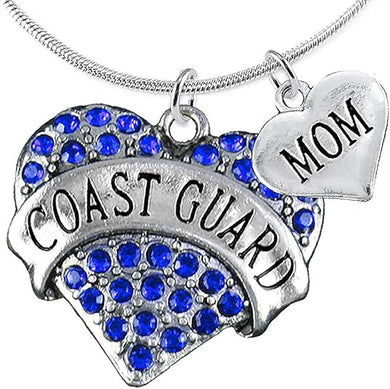 Coast Guard Mom Heart Necklace, Adjustable, Hypoallergenic, Will NOT Irritate Anyone with Sensitive Skin. Safe- Nickel, Lead and Cadmium Free