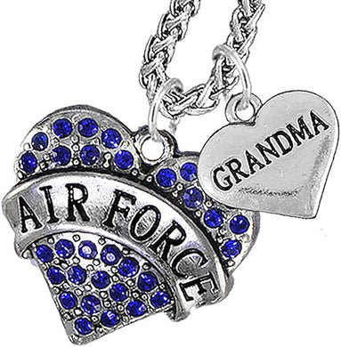 Air Force Grandma Heart Necklace, Hypoallergenic, Will NOT Irritate Anyone with Sensitive Skin. Safe- Nickel, Lead and Cadmium Free