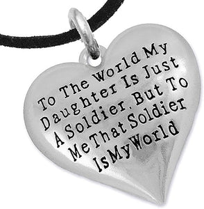 Army, Enlisted Daughter, My Daughter, She is My World, Necklace, Adjustable Hypoallergenic-Safe