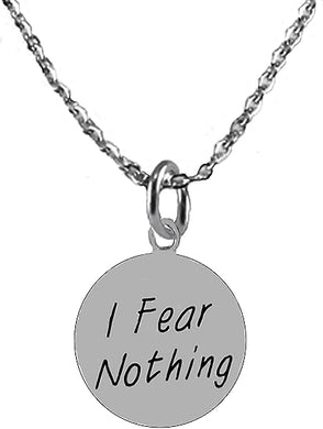 I Fear Nothing, Award, Message, Adjustable 18-21 Inch Cable Chain Necklace, Nickel, Lead, And Cadmium Free-Hypoallergenic