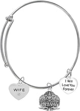 Wife, I Will Love You Forever, Navy Hypoallergenic, Safe-Nickel Free, No Poisonous Lead Or Cadmium
