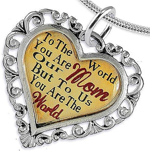 Mom Heart Charm Necklace Hypoallergenic, Adjustable, Safe, Nickel, Lead & Cadmium Free!