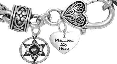 Deputy Sheriff's, I Married My Hero, On A Antique Wheat Chain Bracelet, Hypoallergenic Safe-Nickel, Lead and Cadmium Free
