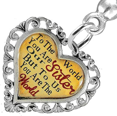 Sister Heart Charm Post Earring Hypoallergenic, Safe-Nickel, Lead & Cadmium Free!