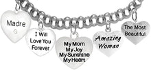 Mom,Madre,Crystal Heart Madre, I Will Love You Forever, My Mom, My Joy, My Sunshine, My Heart, Amazing Woman, The Most Beautiful, Adjustable, Hypoallergenic Safe- No Nickel. Lead, Or Poisonous Cadmium