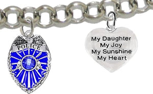 Policeman's, My Daughter, My Joy, My Sunshine, My Heart, Adjustable Bracelet, Hypoallergenic, Safe-Nickel Free, No Poisonous Lead Or Cadmium.