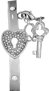 It Really Locks!, The Key to My Heart, Initial Q, Cuff Crystal Bracelet, Hypoallergenic, Safe-Nickel, Lead, Free