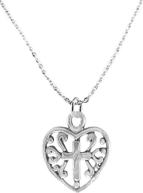 Christian Crighton Heart Cross, Just Beautiful, STERLING SILVER Solid .925 Sterling, Not Plated Or Coated.18 Inch Necklace Chain, Nickel, Lead, Cadmium Free