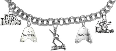 Tap Dancer, Hoofer, Adjustable Rollo Chain Charm Bracelet, Hypoallergenic, Safe-No Nickel, No Lead And No Poisonous Cadmium In Metal