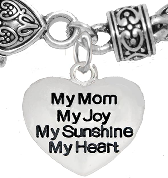 Message Jewelry, My Mom, My Joy, My Sunshine, My Heart, Bracelet, Hypoallergenic, Safe-Nickel, Lead, Free