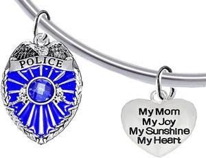 Policeman's, My Mom, My Joy, My Sunshine, My Heart, Adjustable Bracelet, Hypoallergenic, Safe-Nickel Free, No Poisonous Lead Or Cadmium.