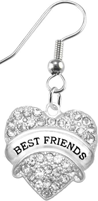 Best Friends Crystal Heart Earrings,