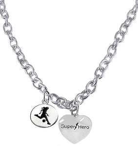 My Daughter, Super Hero, " Soccer Player Jewelry" Toggle Necklace Hypoallergenic, Safe-Nickel, Lead Free