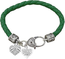 Army Mom, To The World My Daughter Is Just A Soldier, But To Me That Soldier Is My World, On A Genuine Green Leather Bracelet, Hypoallergenic Safe, No Nickel, Lead, Or Poisonous Cadmium.