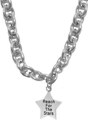 Reach for The Stars, One of The Best Ways to Give Someone Encouragement, Sterling Silver Solid .925 Sterling, Not Plated Or Coated.Cable Chain Necklace, Charm-Nickel, Lead, Cadmium Free