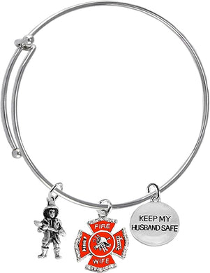 Firefighter's Wife, Keep My Husband Safe, Adjustable Bracelet, Hypoallergenic, Safe-Nickel, Lead, Cadmium Free ©2015