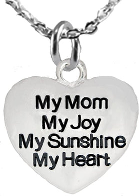 My Mom,My Joy,My Sunshine,My Heart Sterling Silver Solid .925 Sterling, Not Plated Or Coated.18 Inch Necklace Chain, Safe-Nickel, Lead, and Cadmium Free