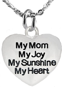 My Mom,My Joy,My Sunshine,My Heart Sterling Silver Solid .925 Sterling, Not Plated Or Coated.18 Inch Necklace Chain, Safe-Nickel, Lead, and Cadmium Free