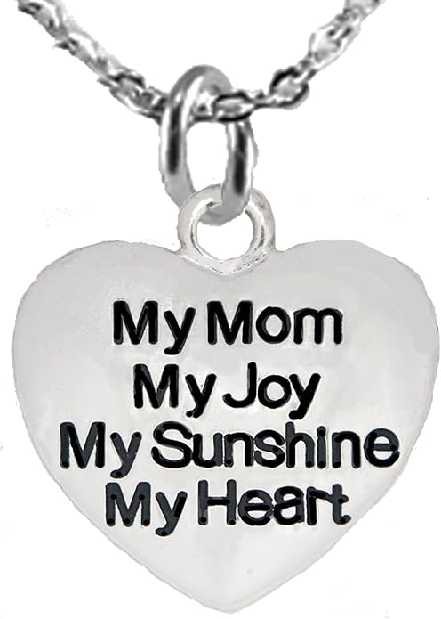 My Mom,My Joy,My Sunshine,My Heart Sterling Silver Solid .925 Sterling, Not Plated Or Coated.18 Inch Necklace Chain, Safe-Nickel, Lead, and Cadmium Free