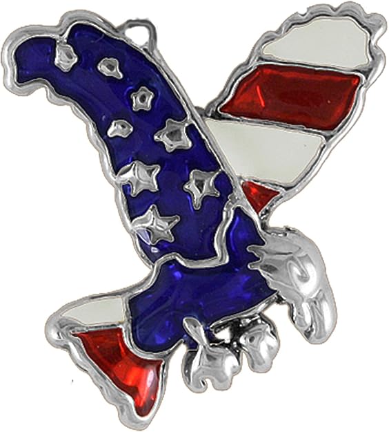 Patriotic Eagle, Red, White & Blue, Nickel, Lead, Cadmium Free, Charm With Jump Ring Attached